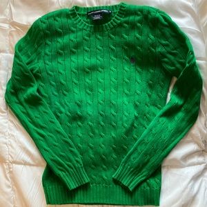 Ralph Lauren Green Crew-Neck Cable Knit Women's Sweater Size Medium
